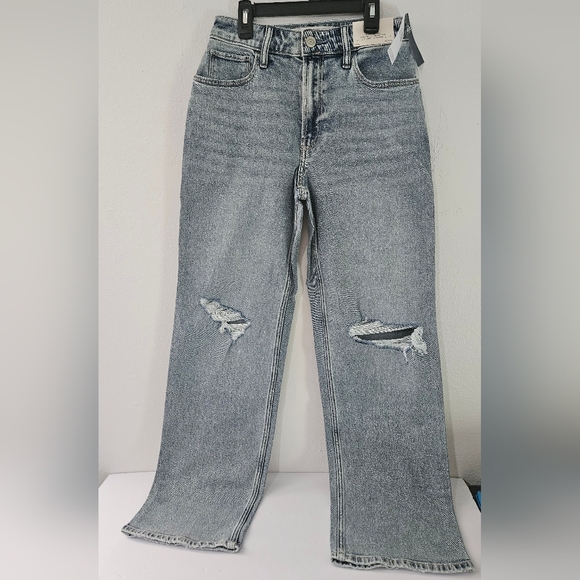 Hollister Denim - Hollister Straight Leg Opening Baggy Women Jeans Size 26 2r Dad Ultra High Rise